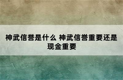 神武信誉是什么 神武信誉重要还是现金重要